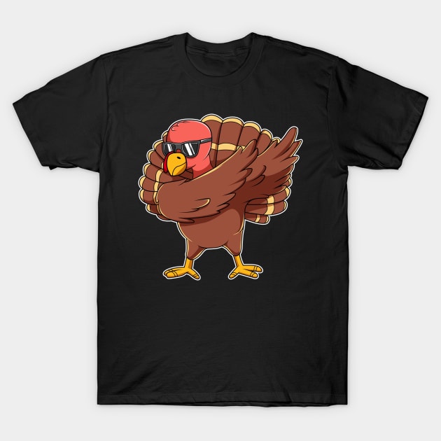 Cute Dabbing Turkey Funny Thanksgiving Gift T-Shirt by HCMGift